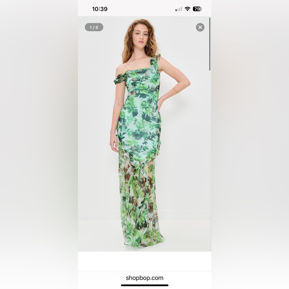 SALONI One-Shoulder Green Floral Dress
